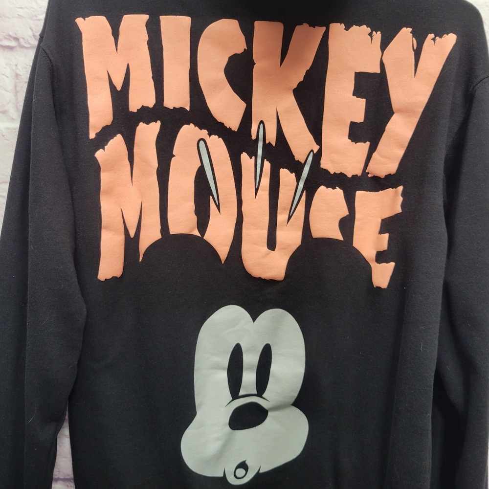 Disney Mickey Mouse Wink Hoodie Size S Spooky Halloween Front Back Puffy Print - Picture 6 of 9